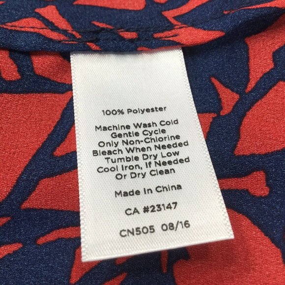 Talbots~Pintuck Yoke Accent~Keyhole Neck~Navy~Red~ - Picture 9 of 9